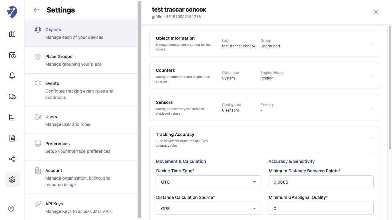 Configuring Tracking Accuracy in Jitra staging