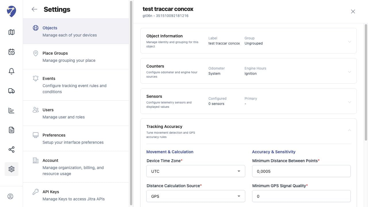 Configuring Tracking Accuracy in Jitra staging