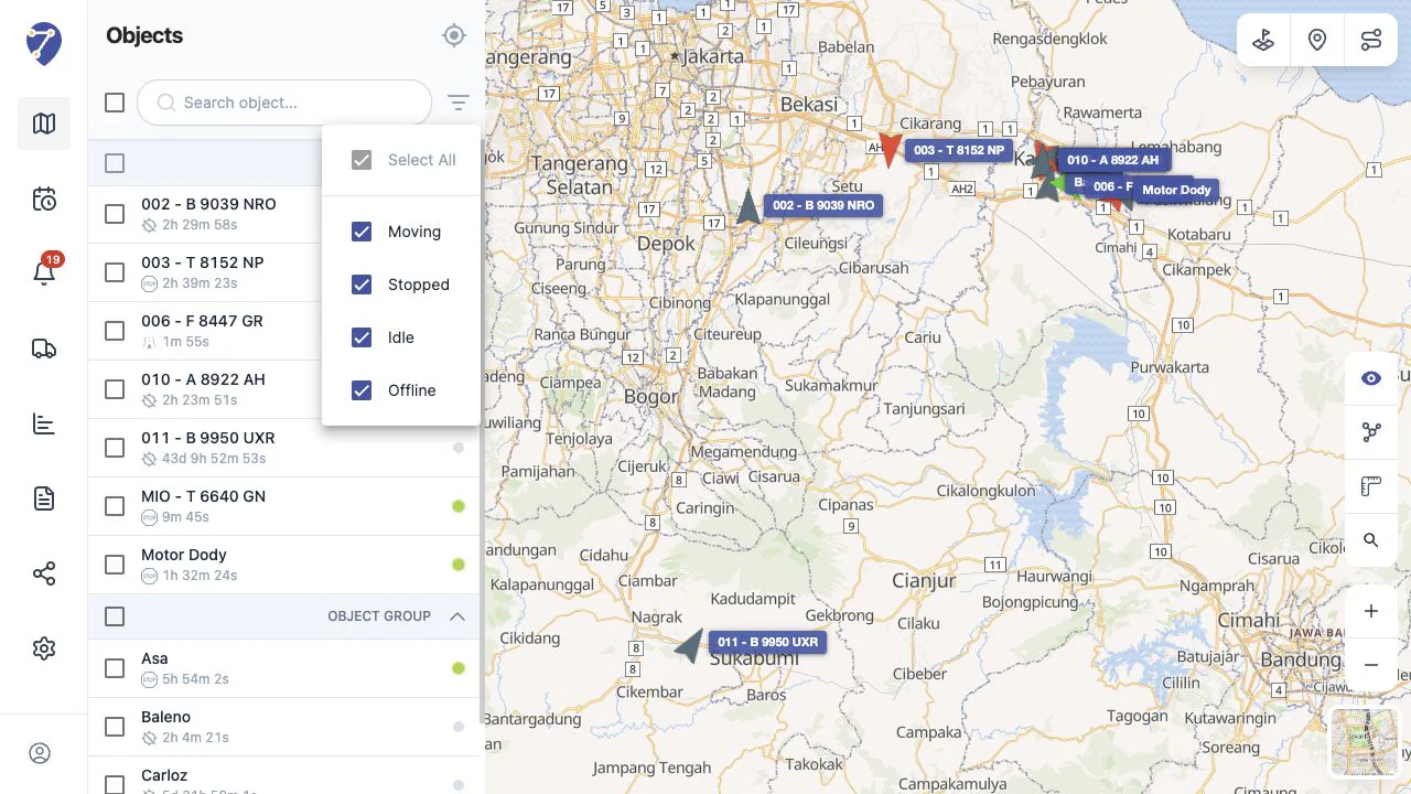 Jitra Tracking filter by Object status
