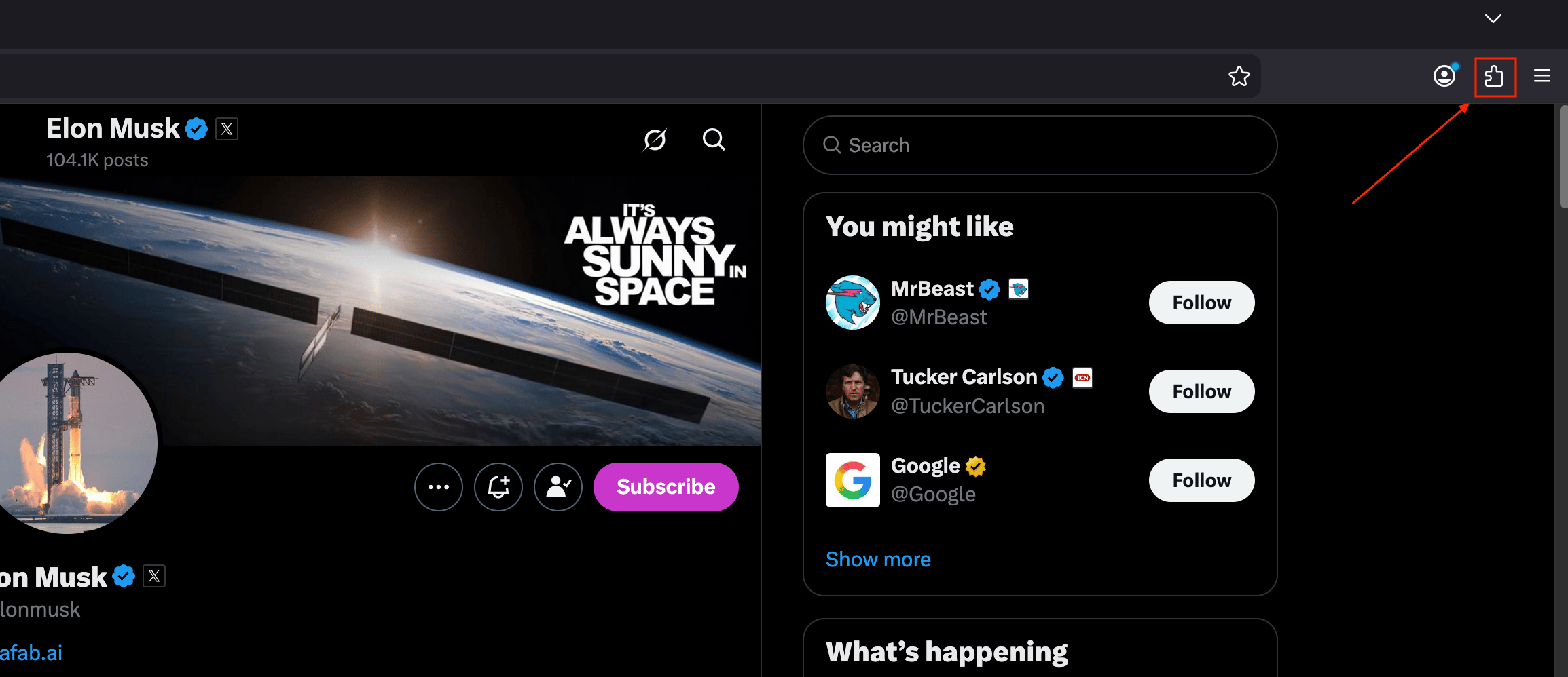 Cookie-Editor icon in the browser toolbar on x.com