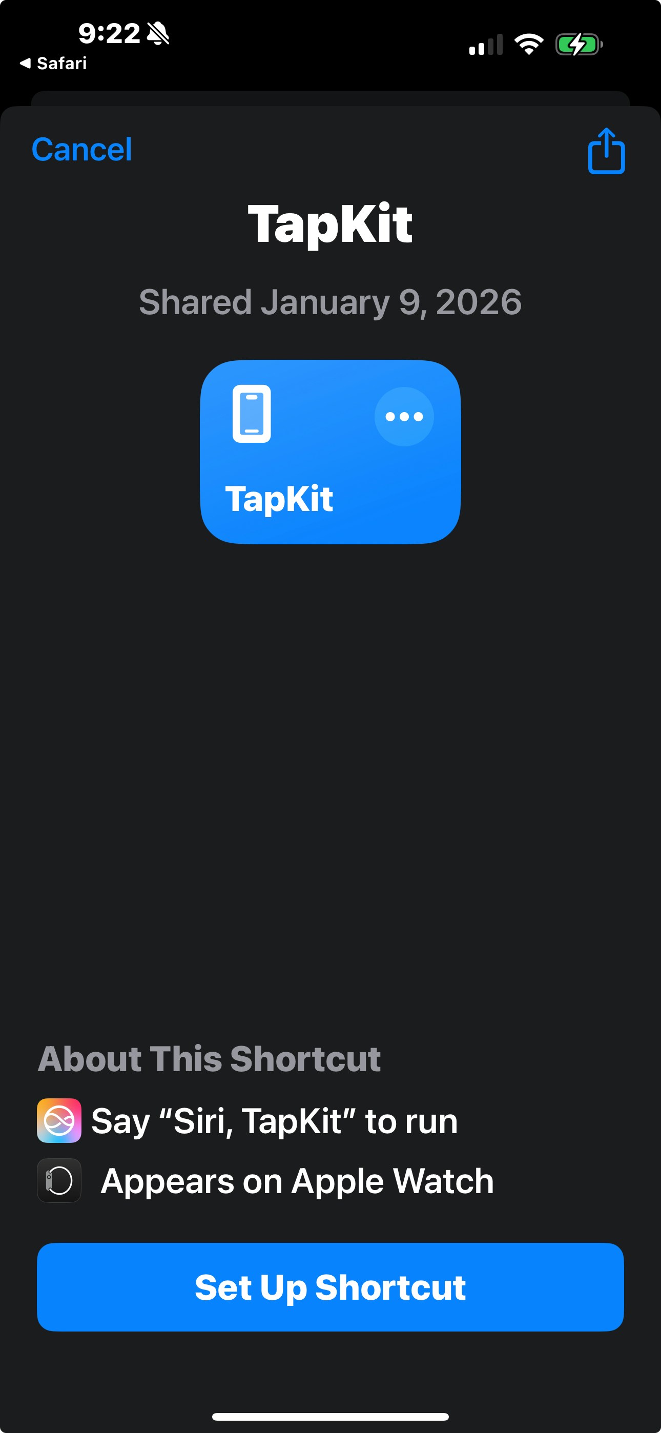iOS prompt to add shortcut