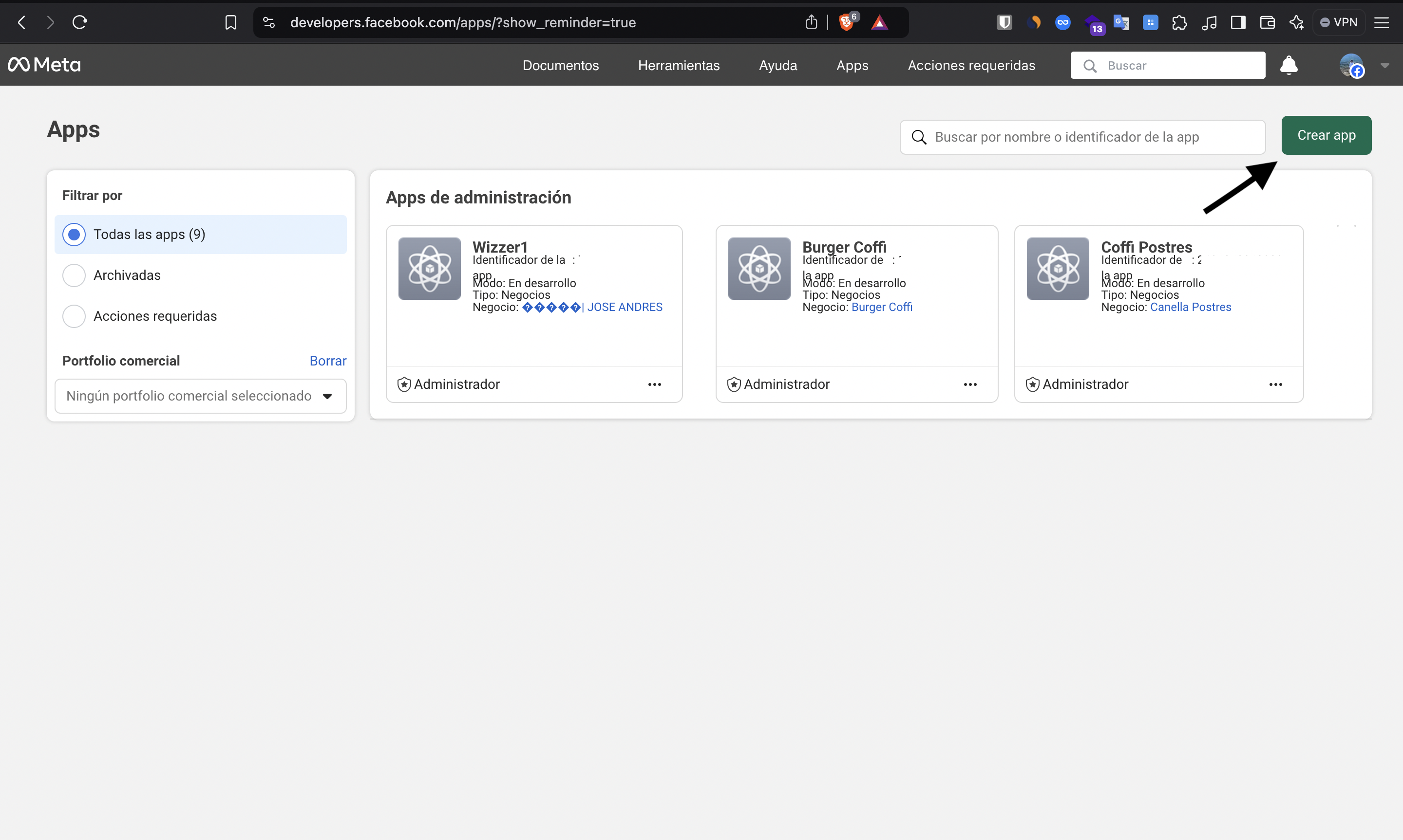 Meta Apps Dashboard