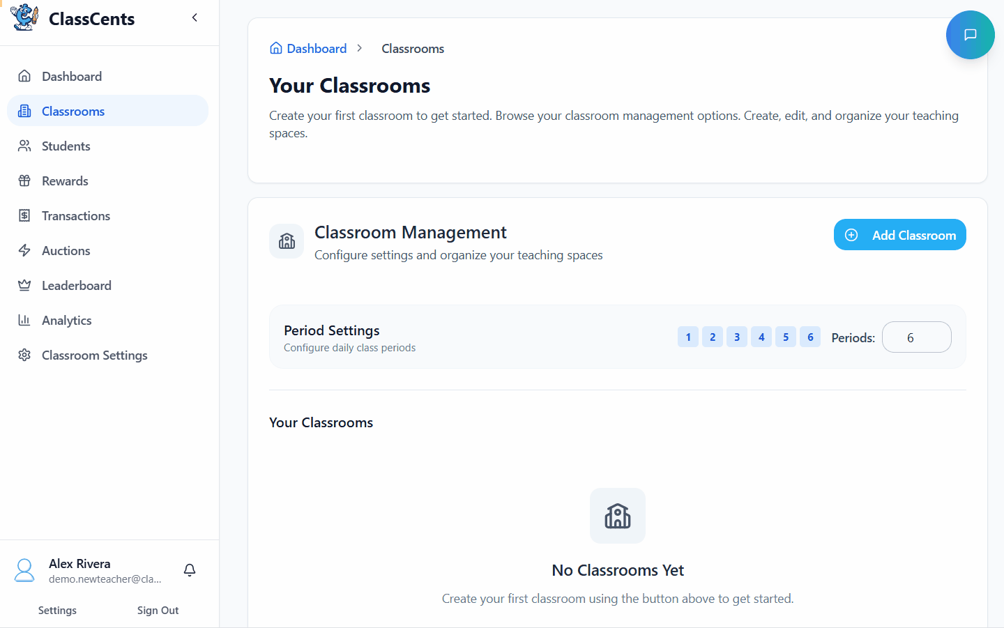 Animated walkthrough of creating a new classroom