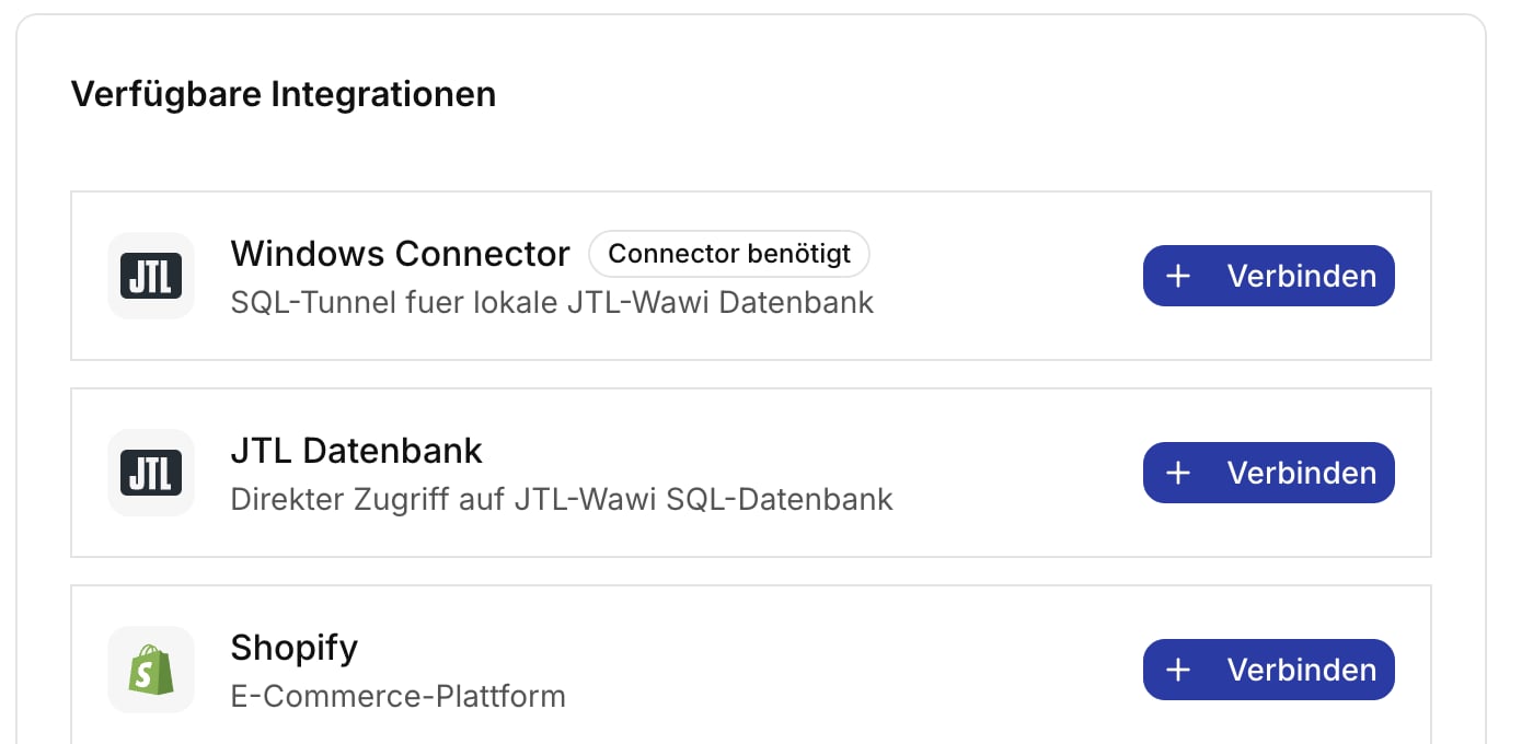 Aktuelle Integrationen im like.photo Dashboard