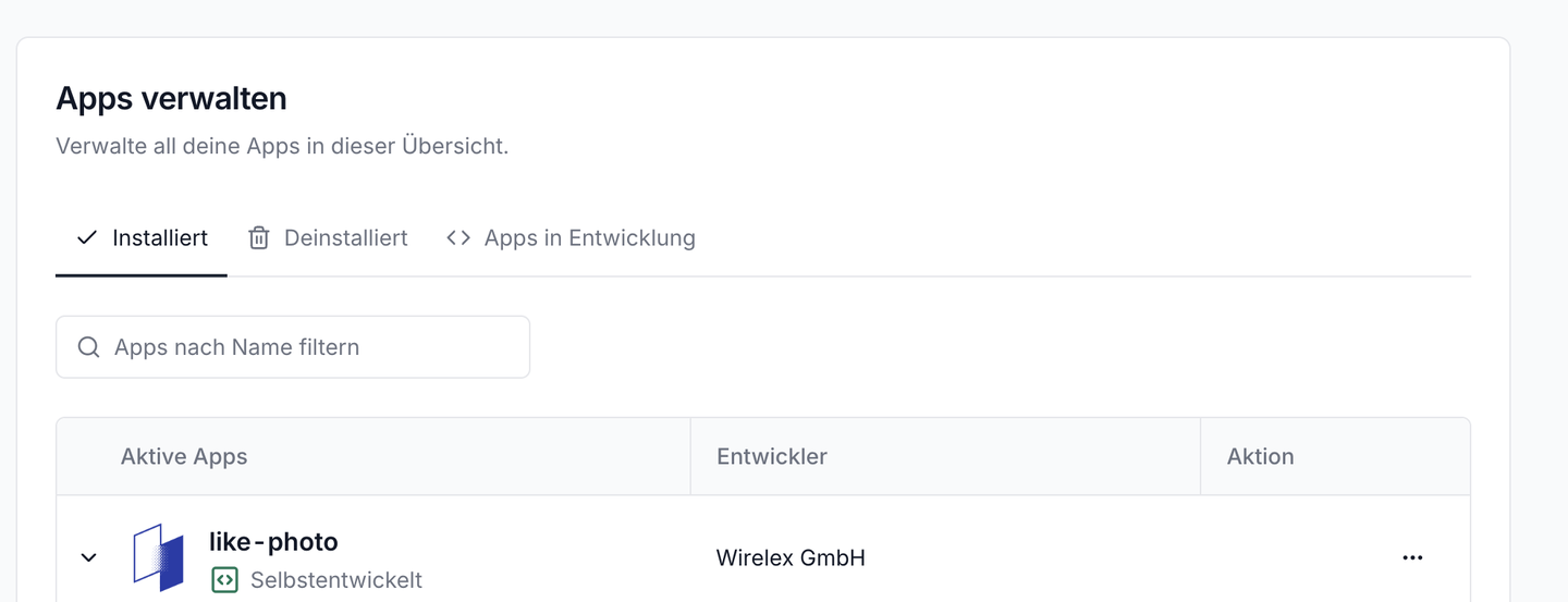 like.photo unter Apps verwalten in JTL Hub