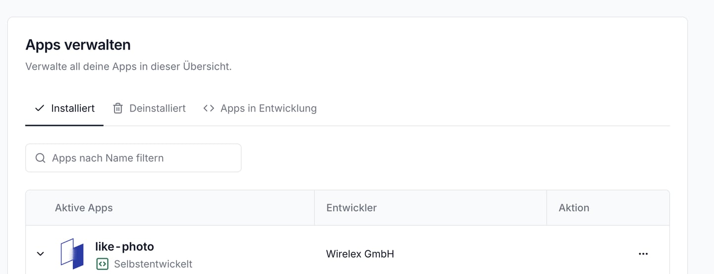 like.photo unter Apps verwalten in JTL Hub