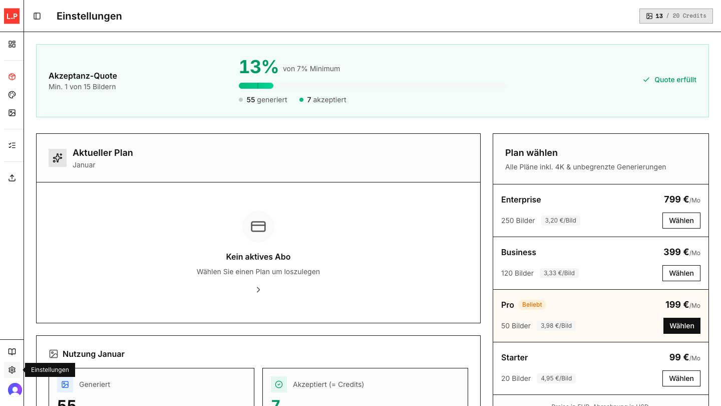 Credits & Abrechnung