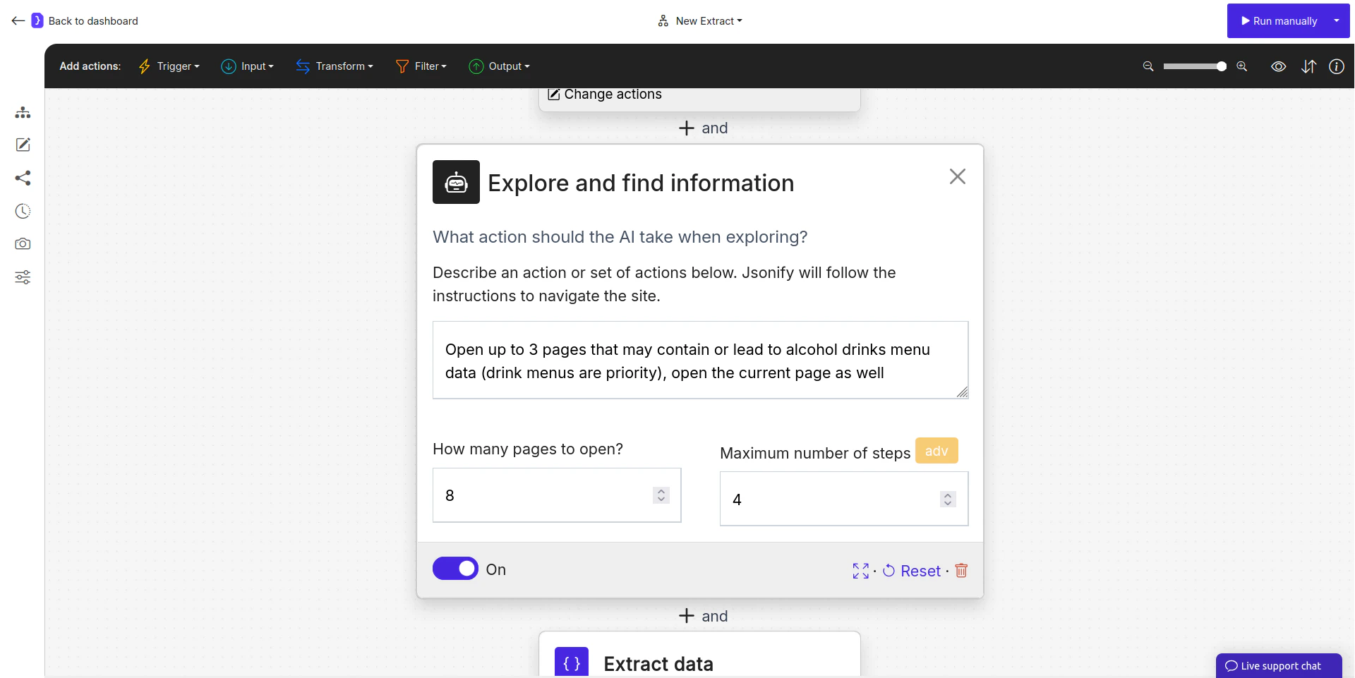 Screenshot: Explore Content block configuration panel showing the parameters