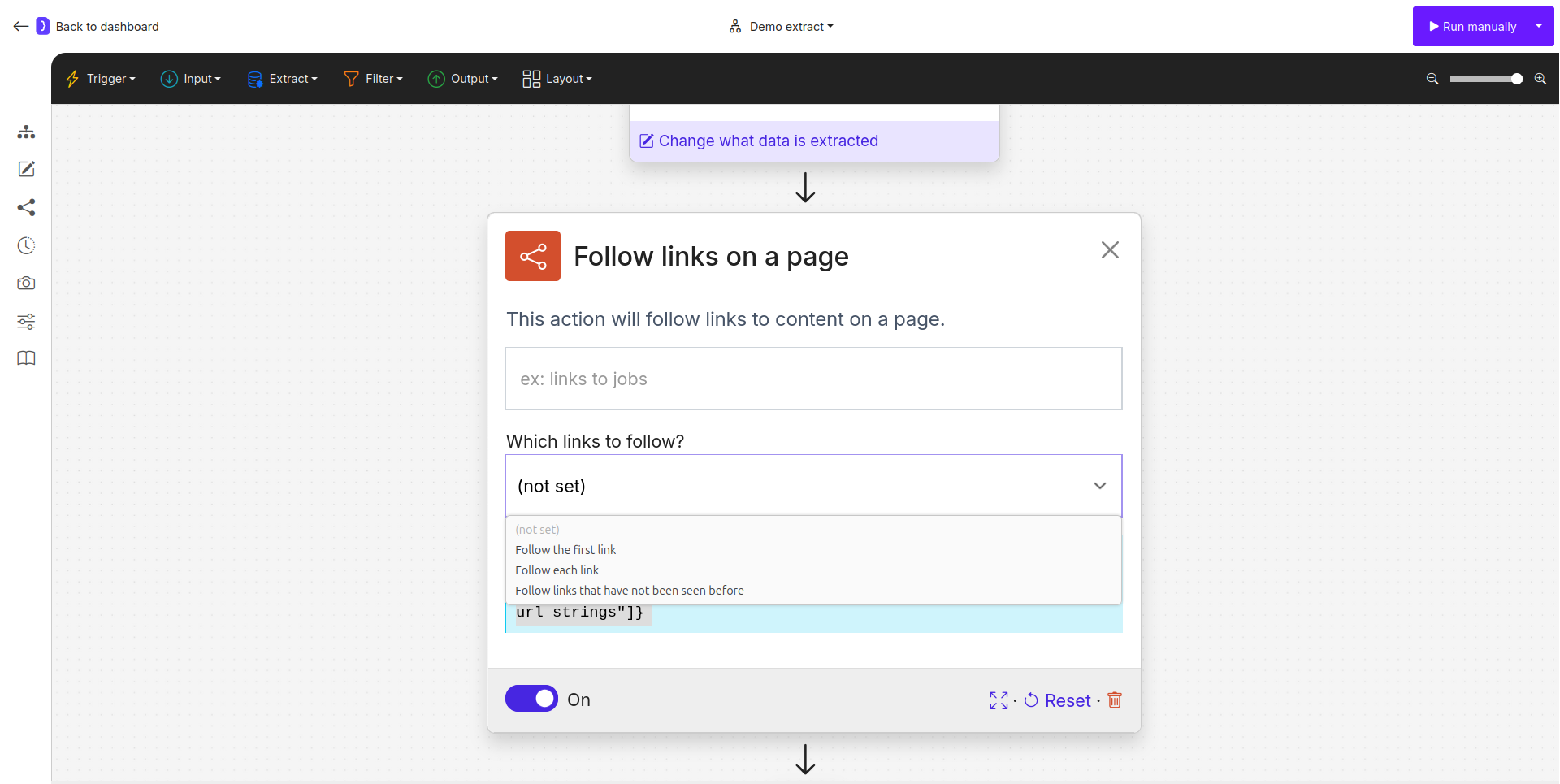 Follow Links block UI