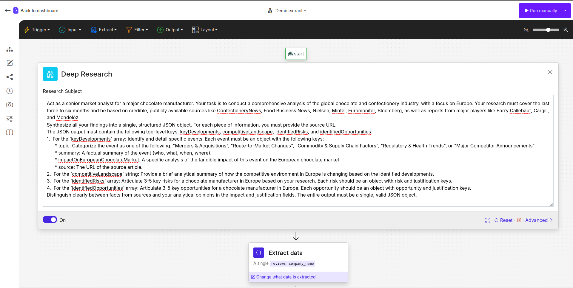 Deep Research block UI