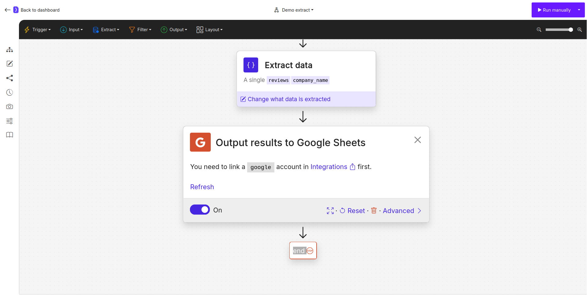 Linking a Google Account prompt