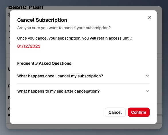 confirm cancellation