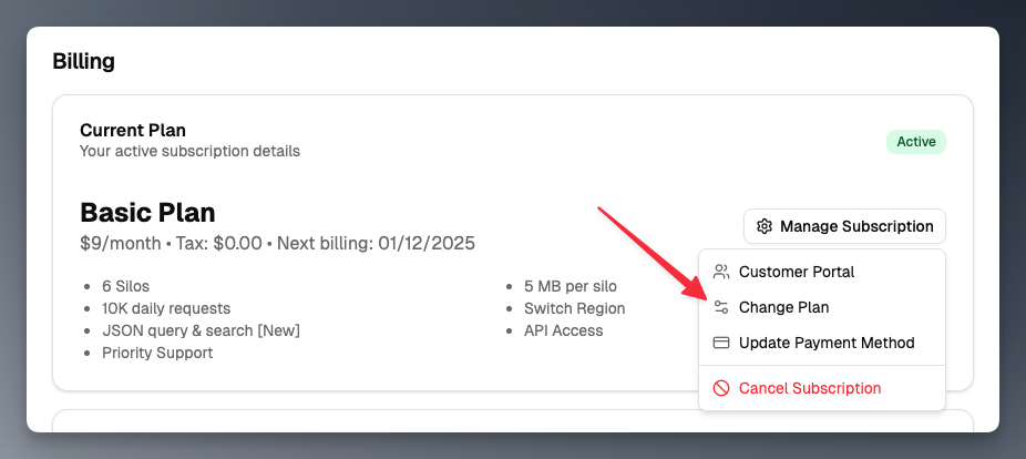 change subscription plan