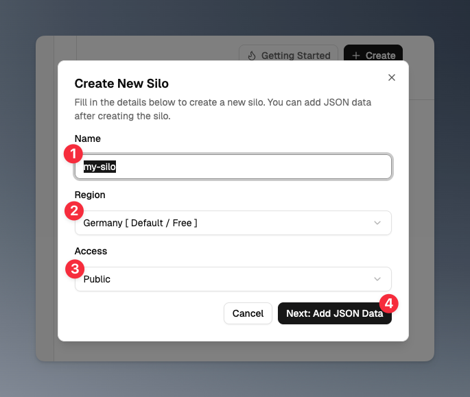 create silo button