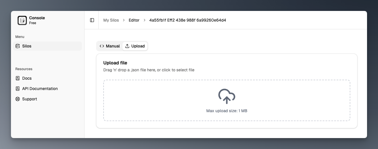 create silo json editor