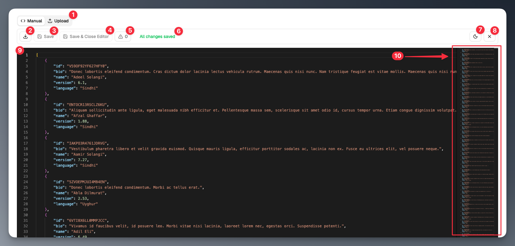 JSON Editor Interface