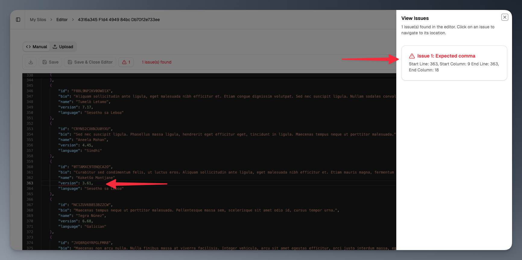 View Issue Interface