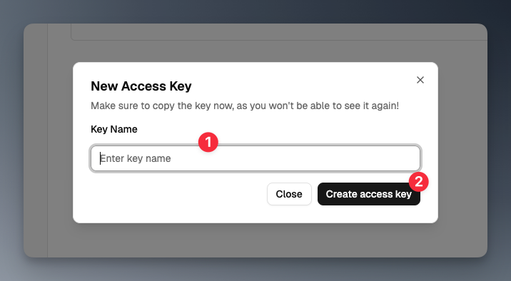 quick start generated access key