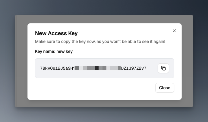 quick start generated access key