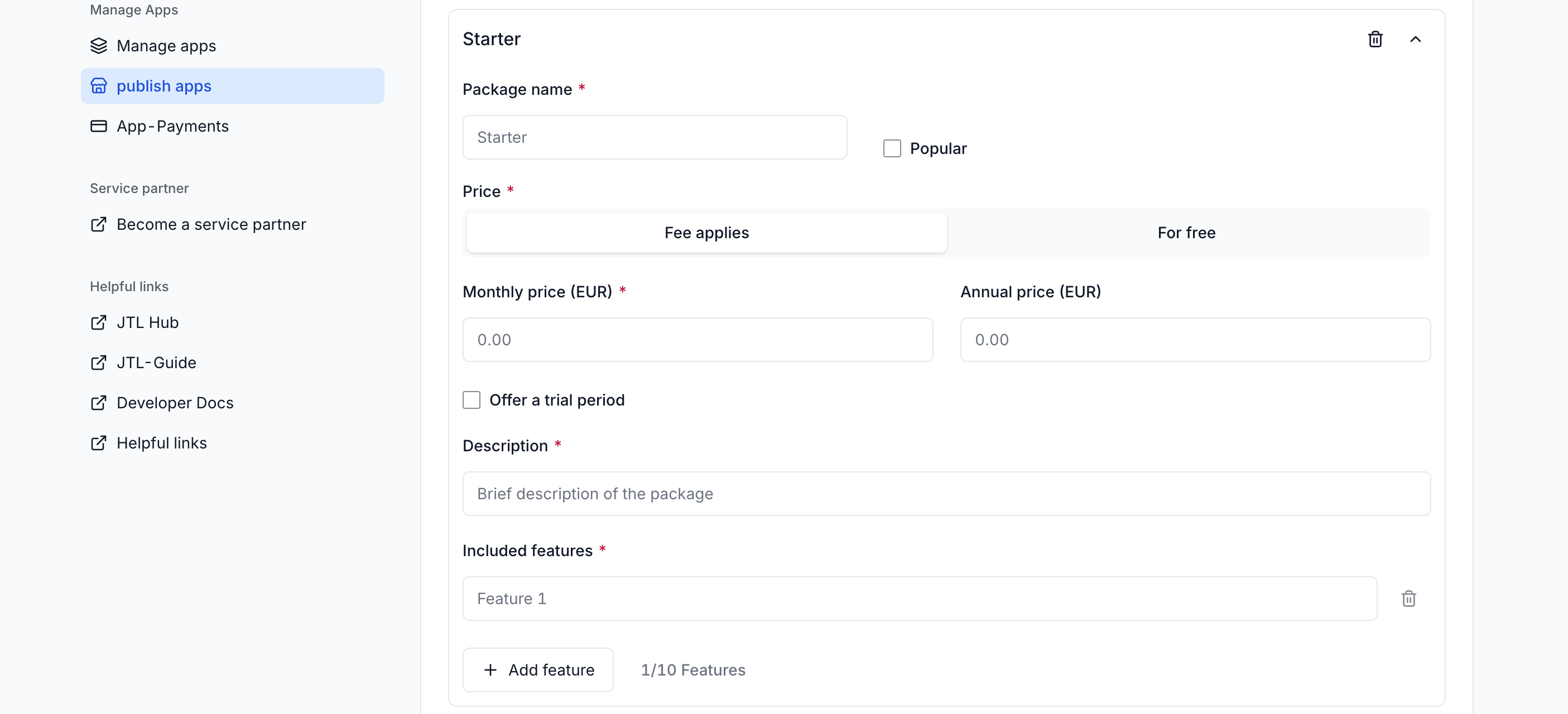 Pricing Step in Listing
