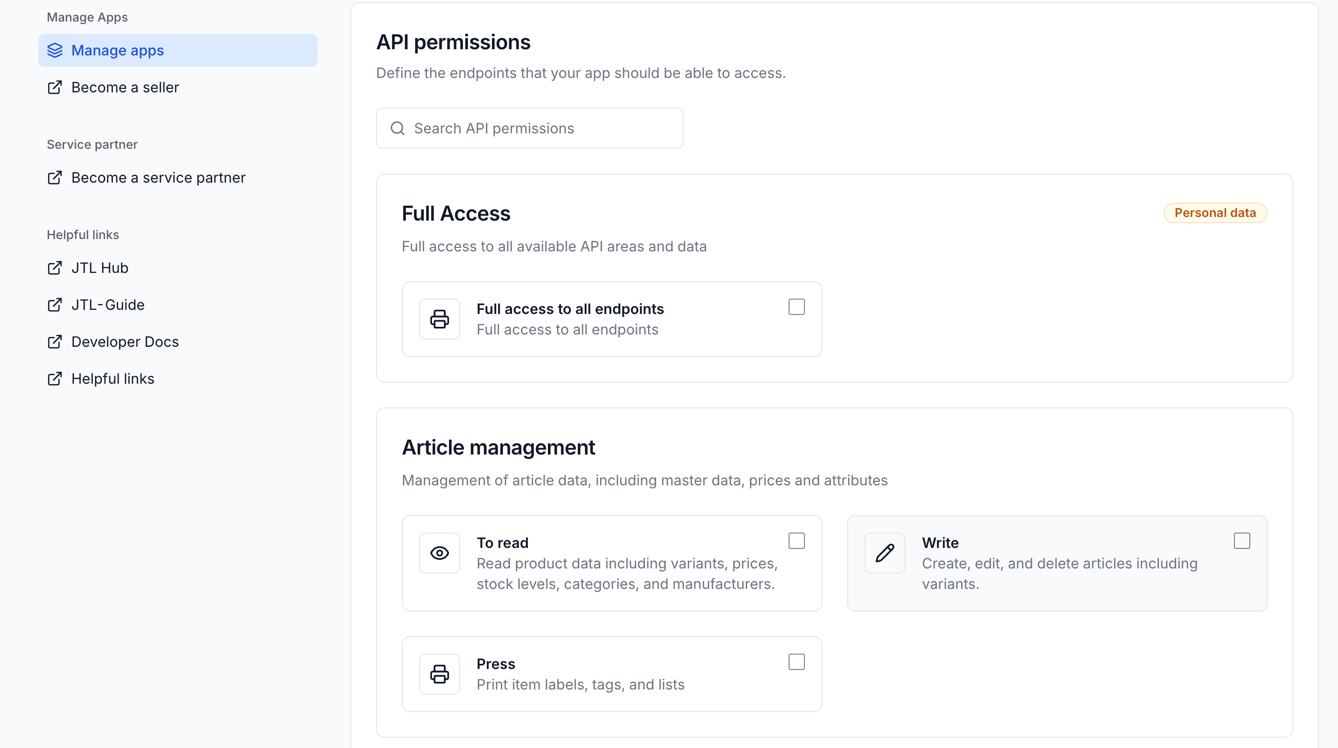 App registration - Permissions