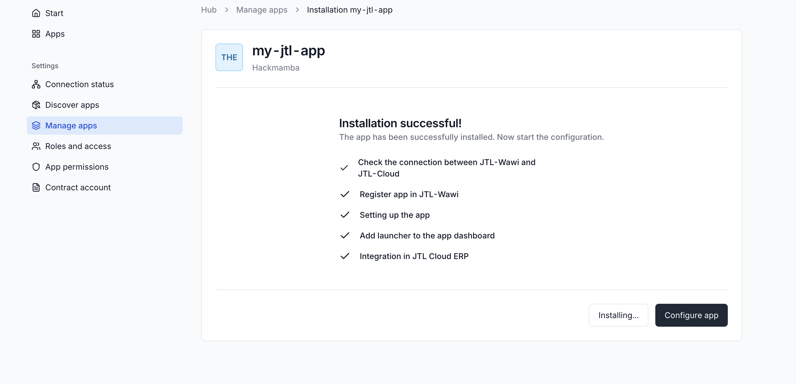 Install app on JTL
