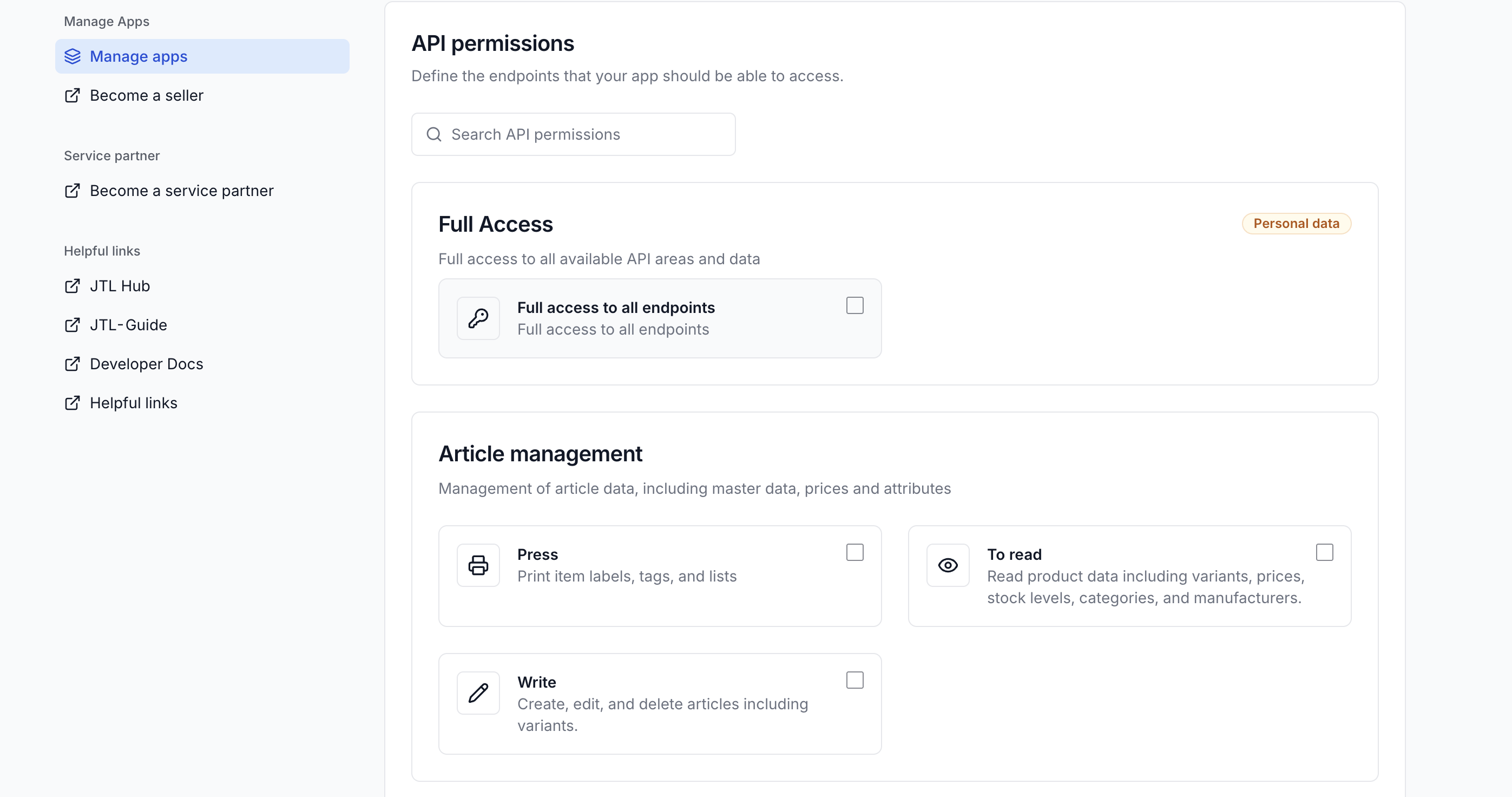 App registration - Permissions