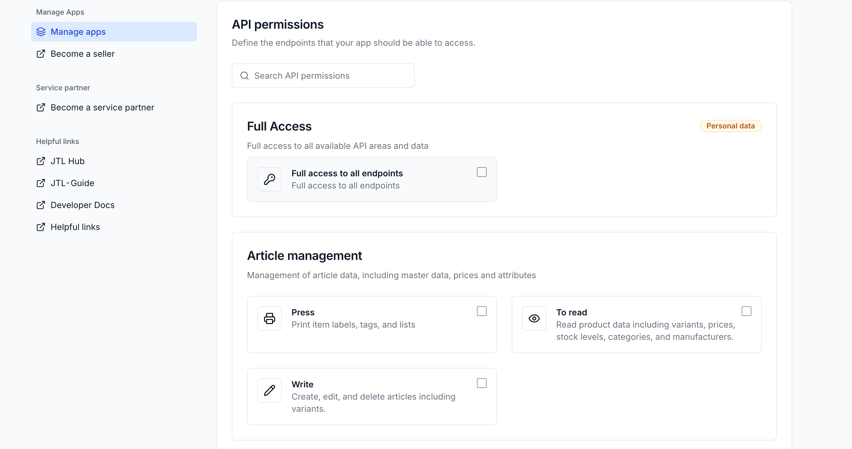 App registration - Permissions