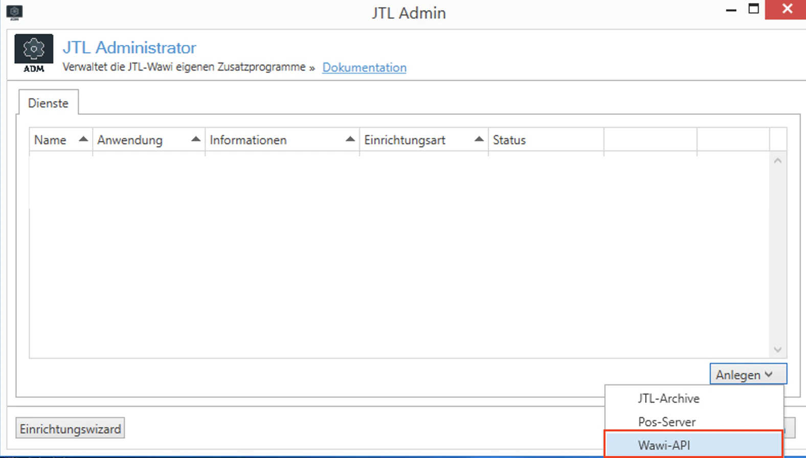 Create new API entry