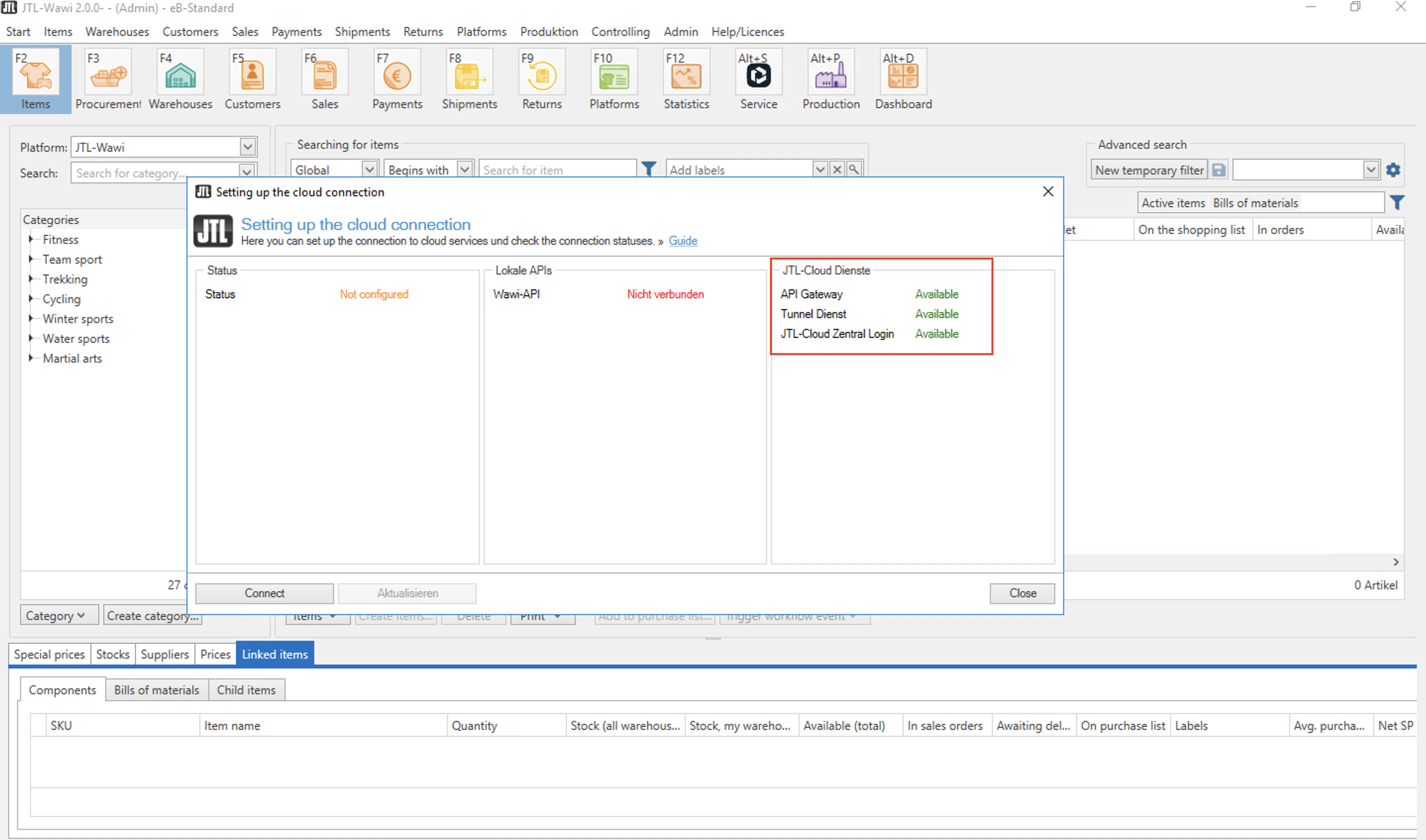 Connected Wawi instance