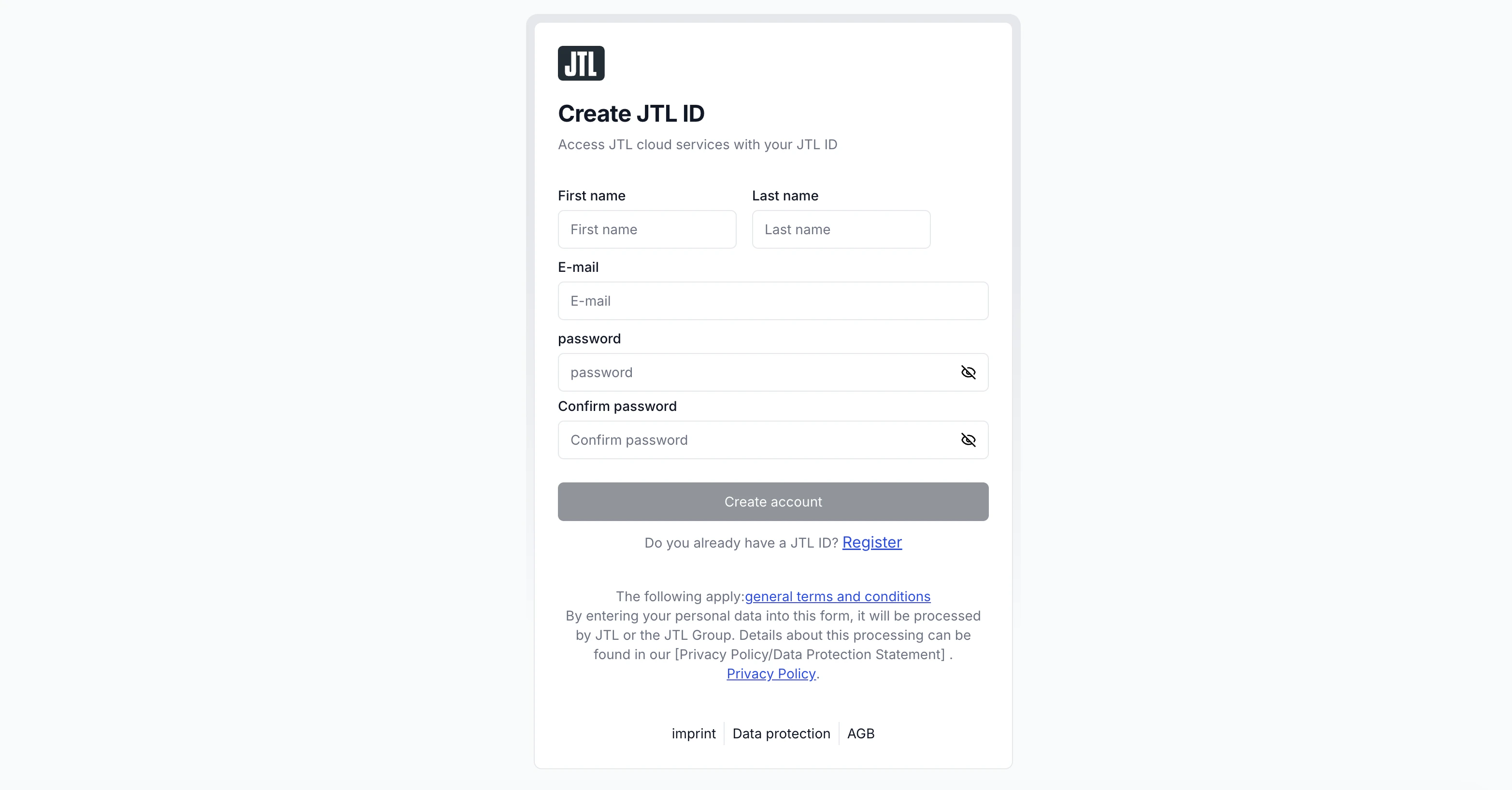 Partner Portal registration screenshot