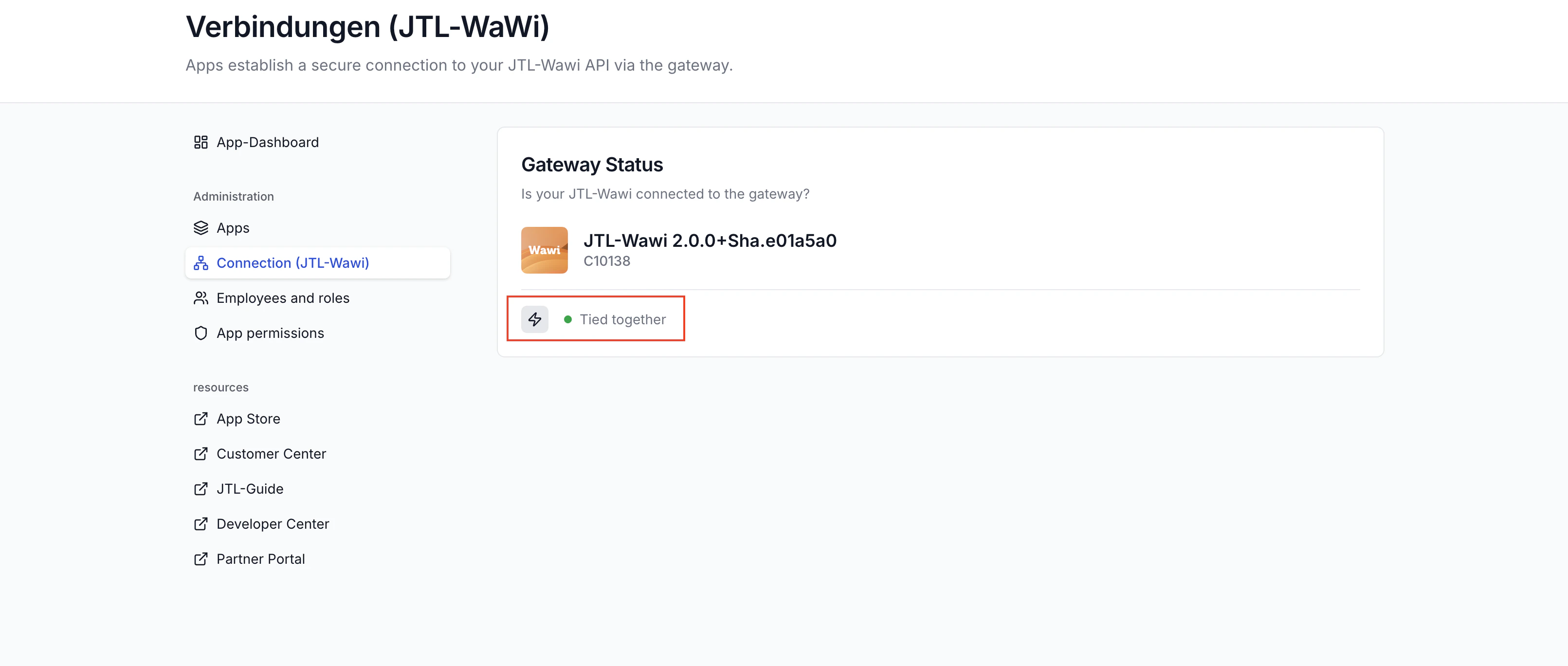 Connected Wawi instance