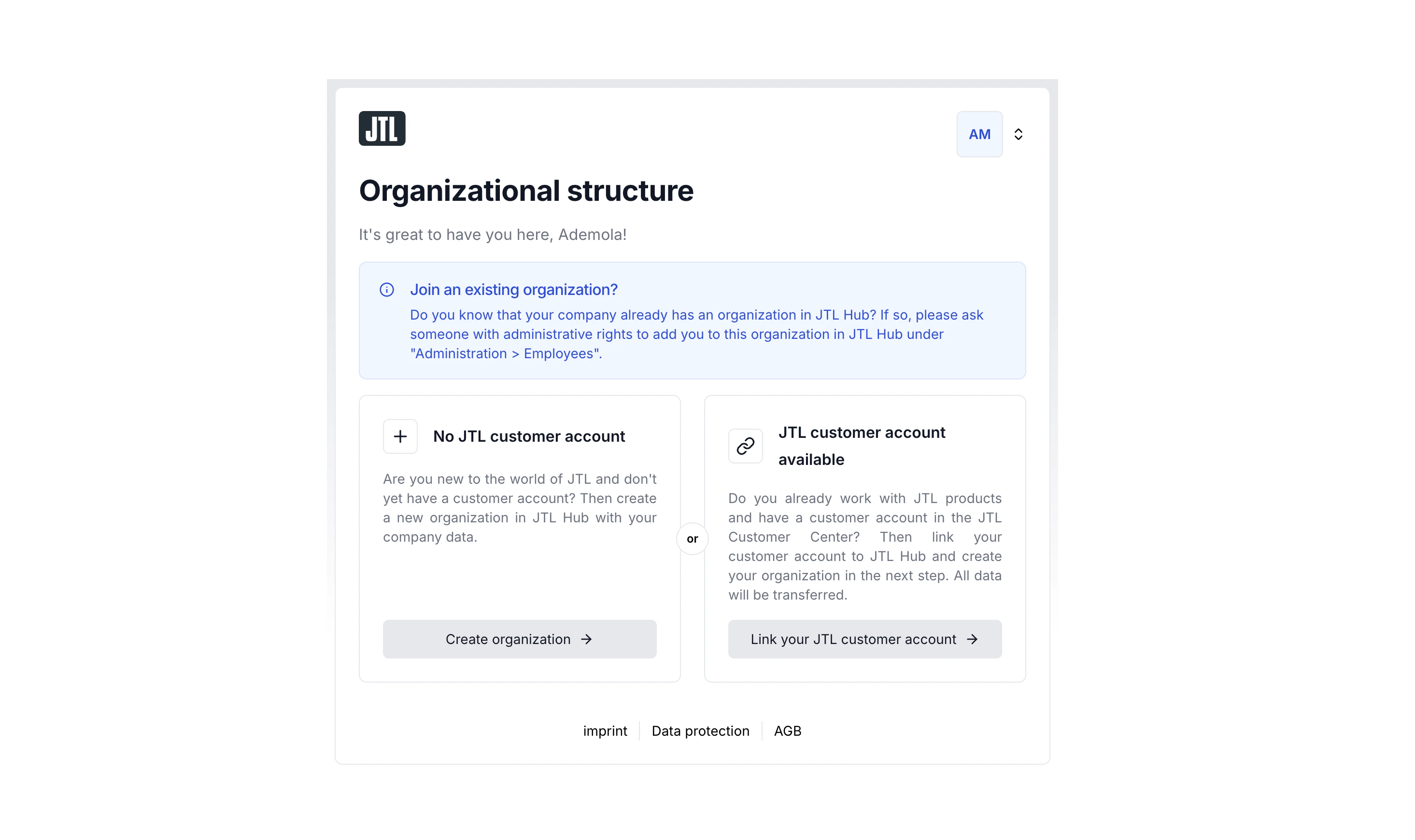 Create or link customer account