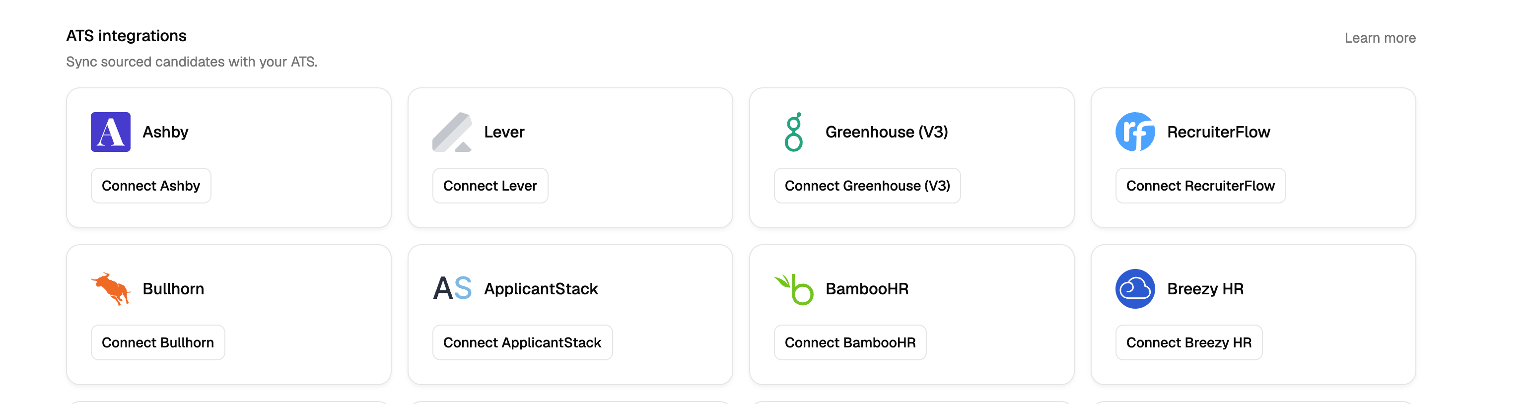 Greenhouse (V3) card in the Integrations tab