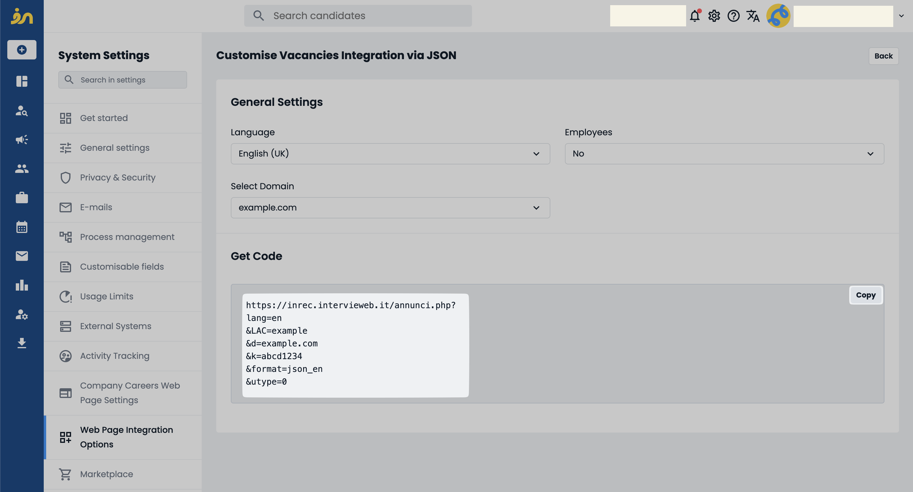 Copy the complete generated URL.