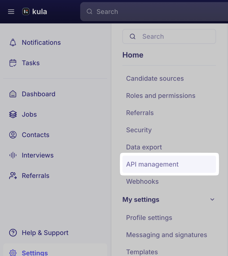 Open API management in Kula.