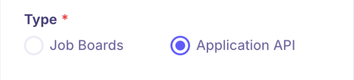Select Application API for this connection.
