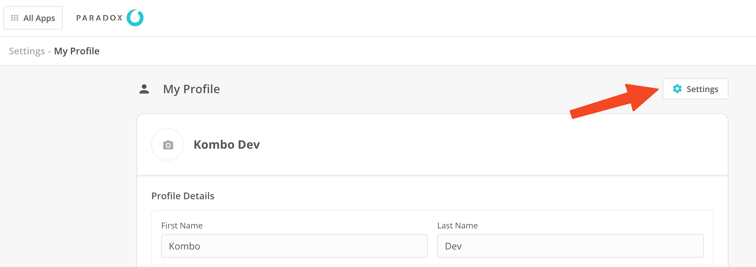 Open Settings within My Profile.