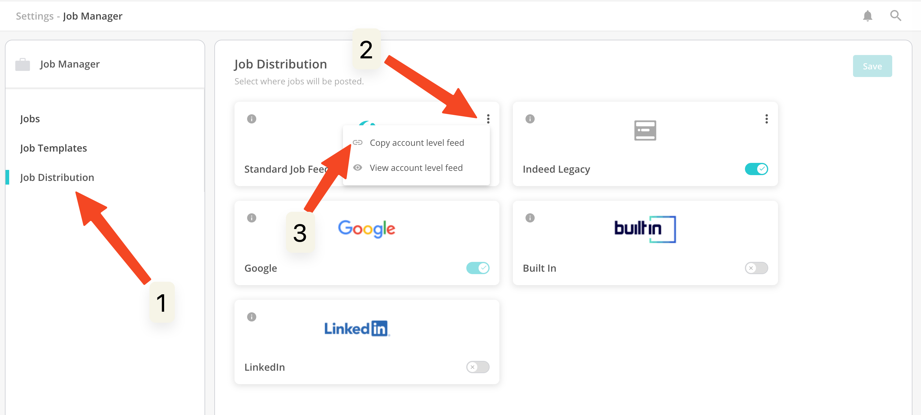 Copy the account-level Standard Job Feed.