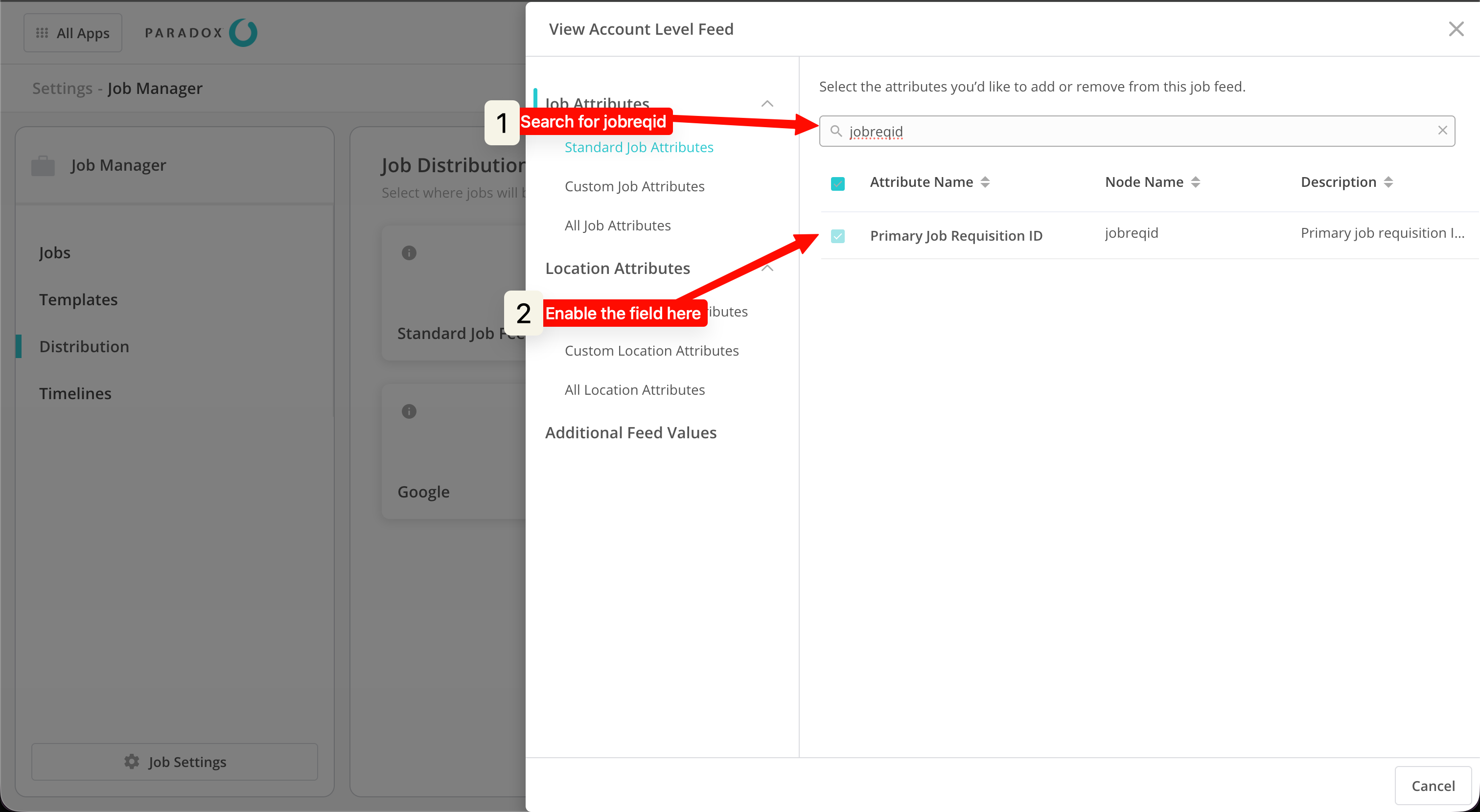 Enable jobreqid in the feed’s fields.