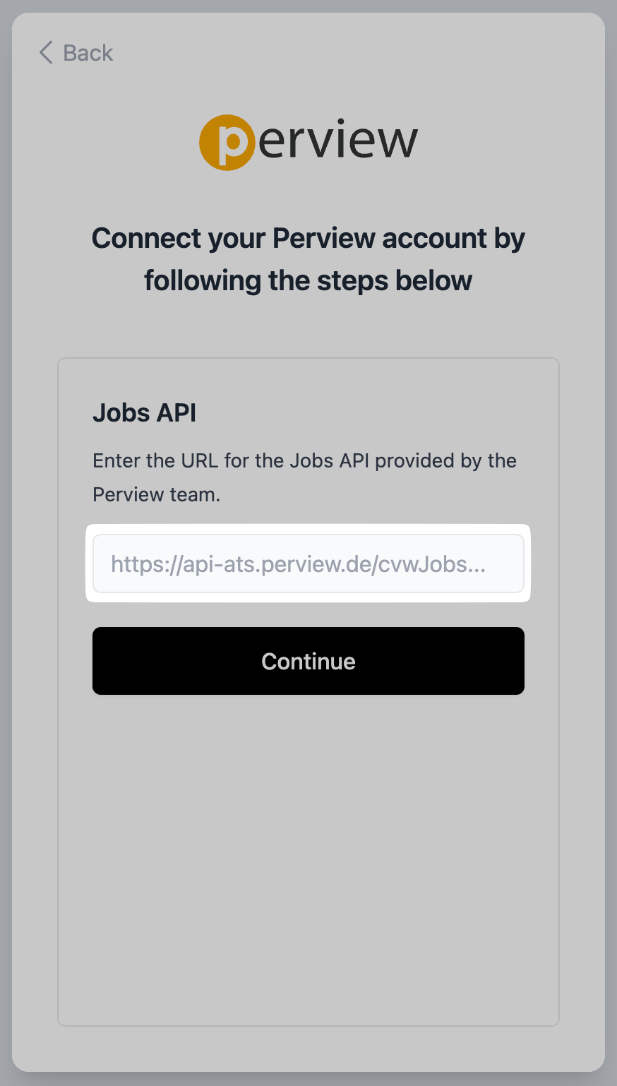Enter the public Jobs API URL.