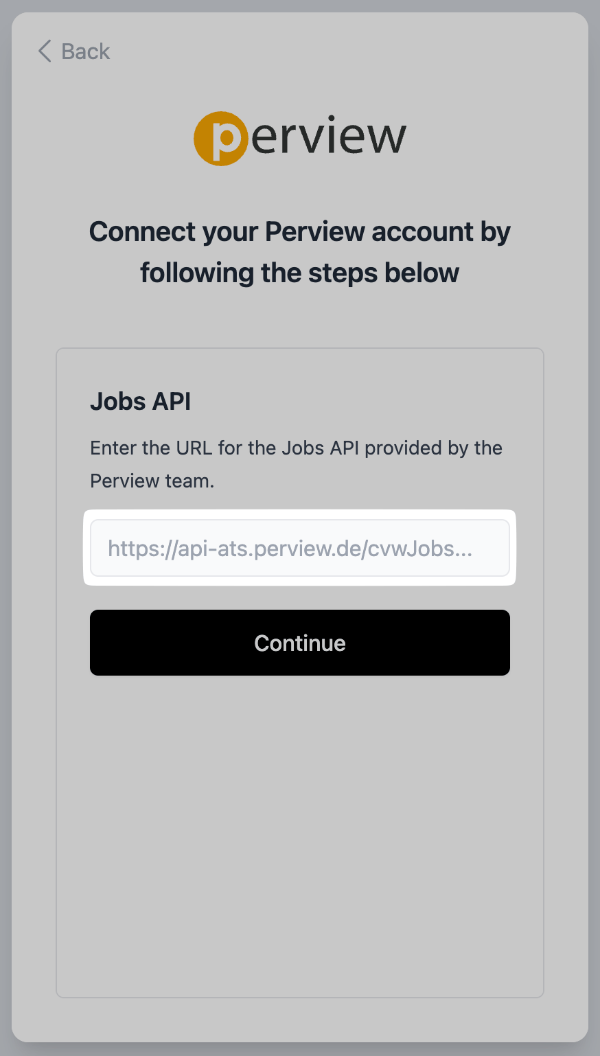 Enter the public Jobs API URL.