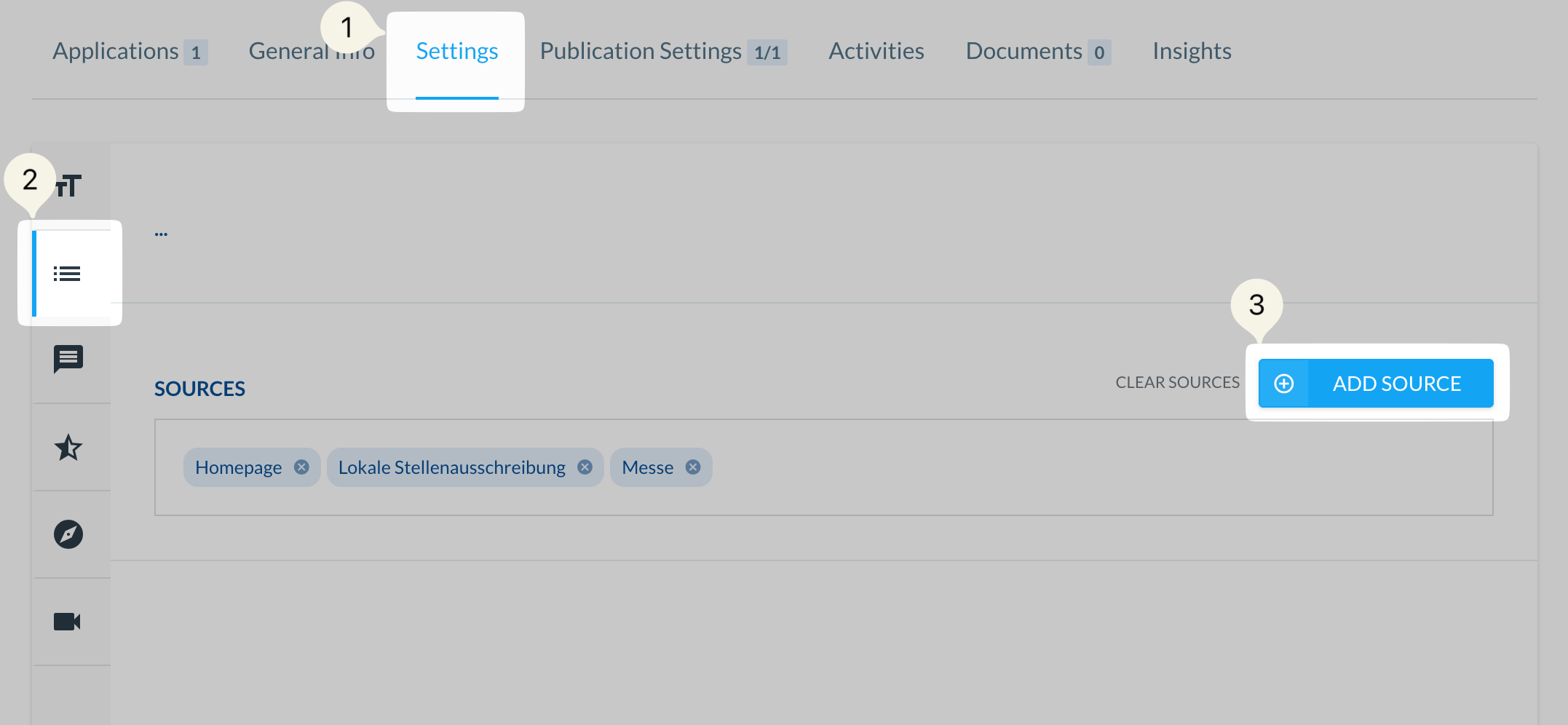 Add the new source to an existing job’s application form.