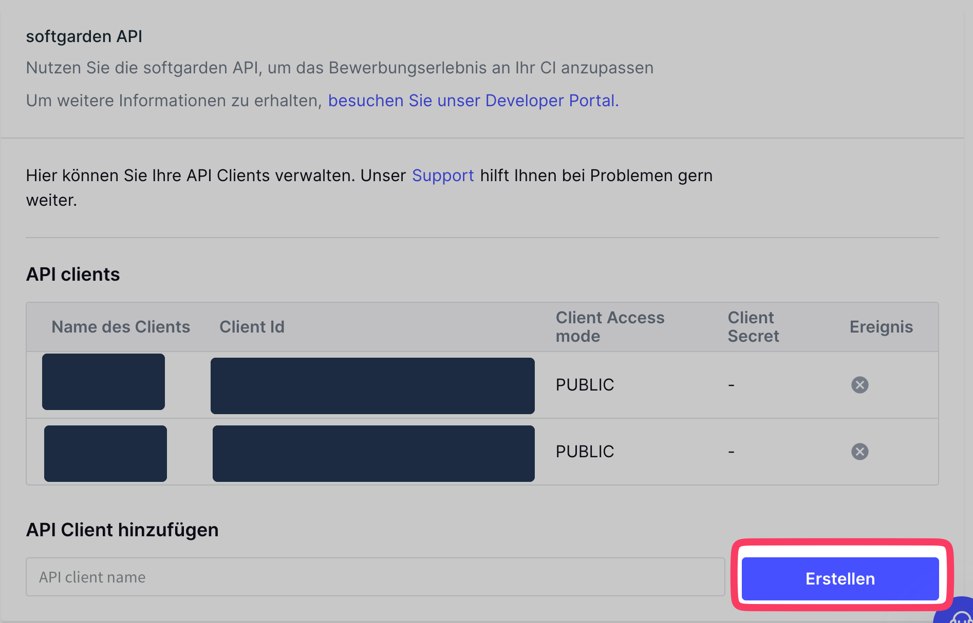 Create a named API client.
