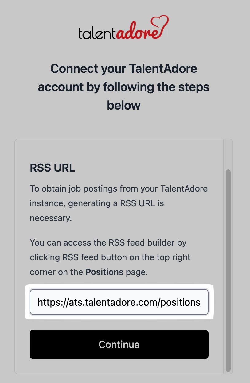 Enter the generated RSS feed URL.