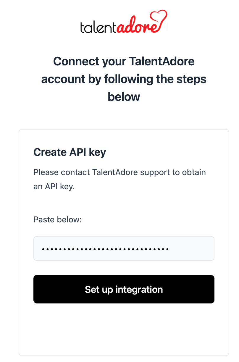 Enter the API key for application creation.