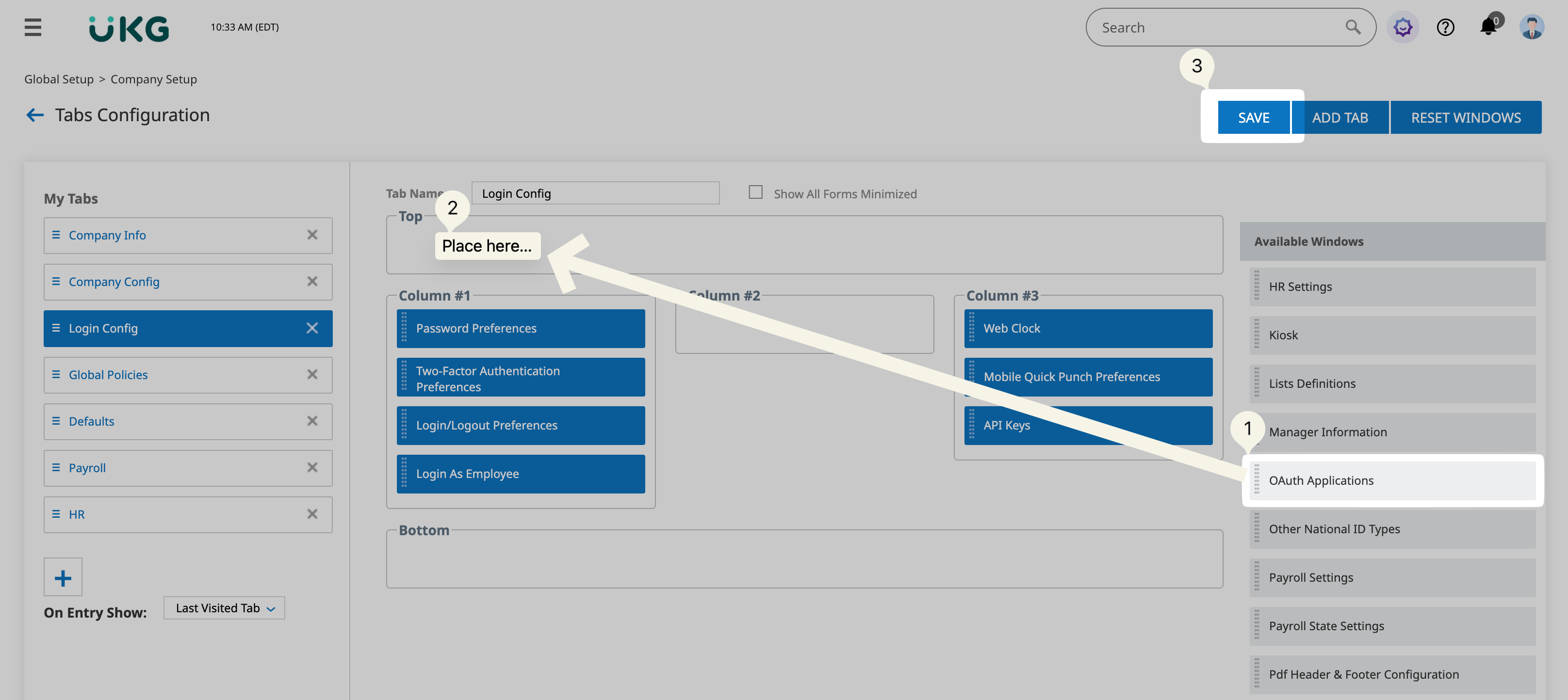 Add the OAuth Applications panel if it is hidden.
