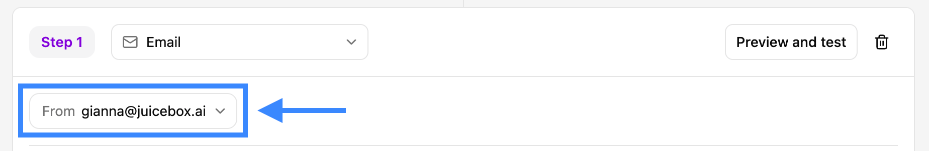 From dropdown for selecting the sequence sender mailbox
