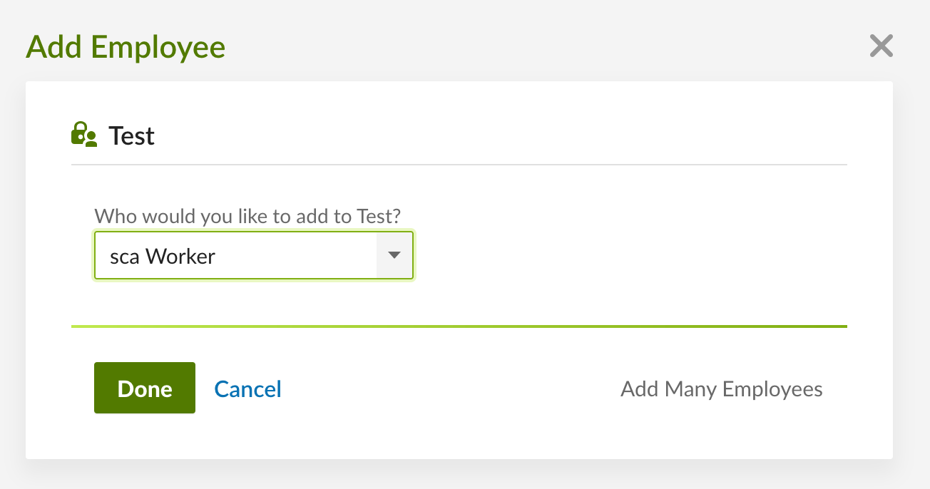 Selecting the employee and pressing Done