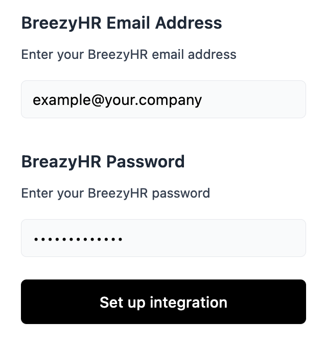 Entering the integration user credentials into the connection flow